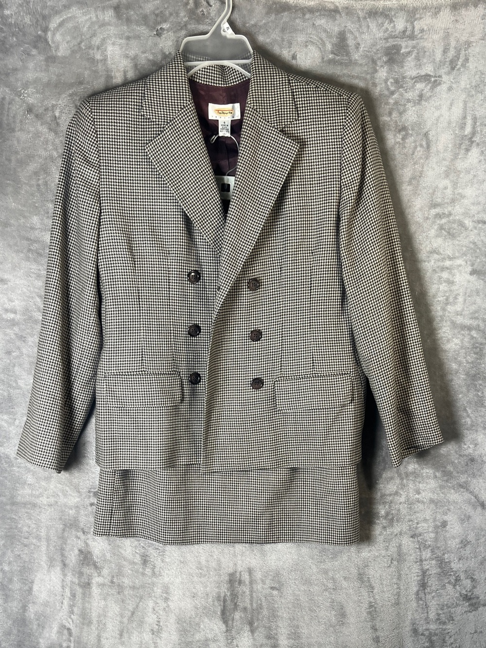 Talbots Houndstooth Double-Breasted Blazer in Black & White